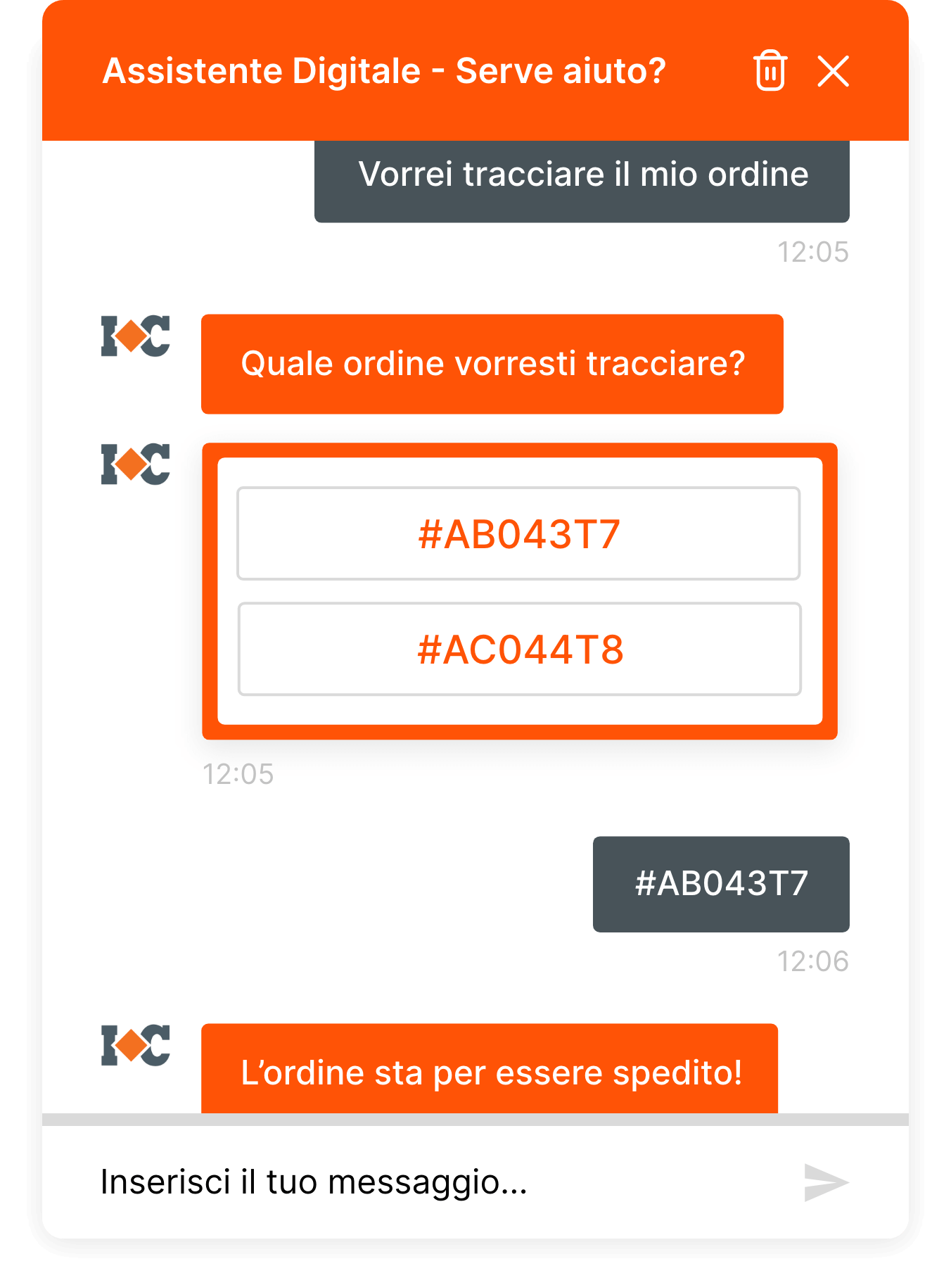 Assistente chatbot iperceramica in chat